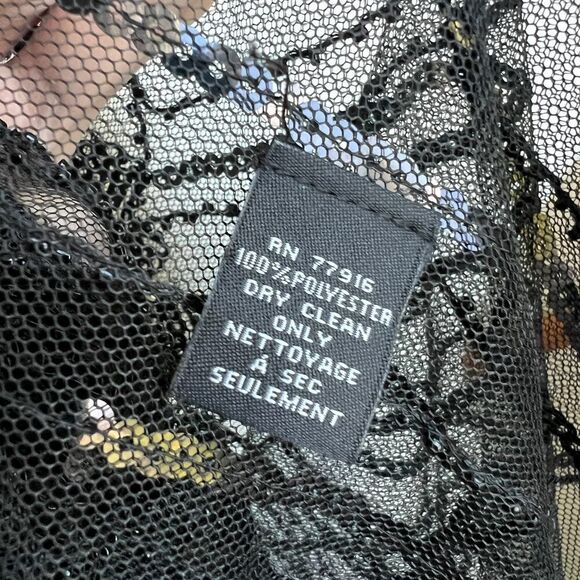 Sheer black beaded fishnet cape shawl topper Rachel Zoe flapper whimsygoth - Picture 8 of 9